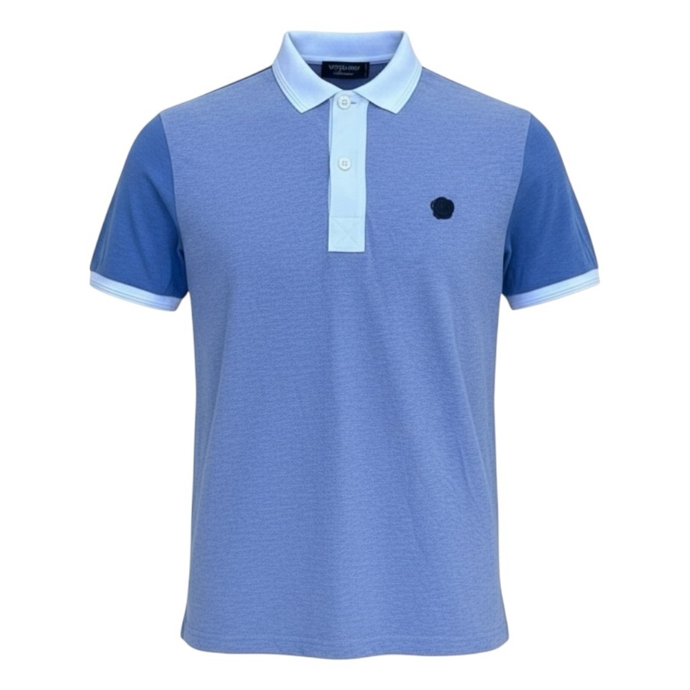 💎 VIKTOR & ROLF “Monsieur” Italian Designer Polo – Sky/Navy Colorblock Med‎
